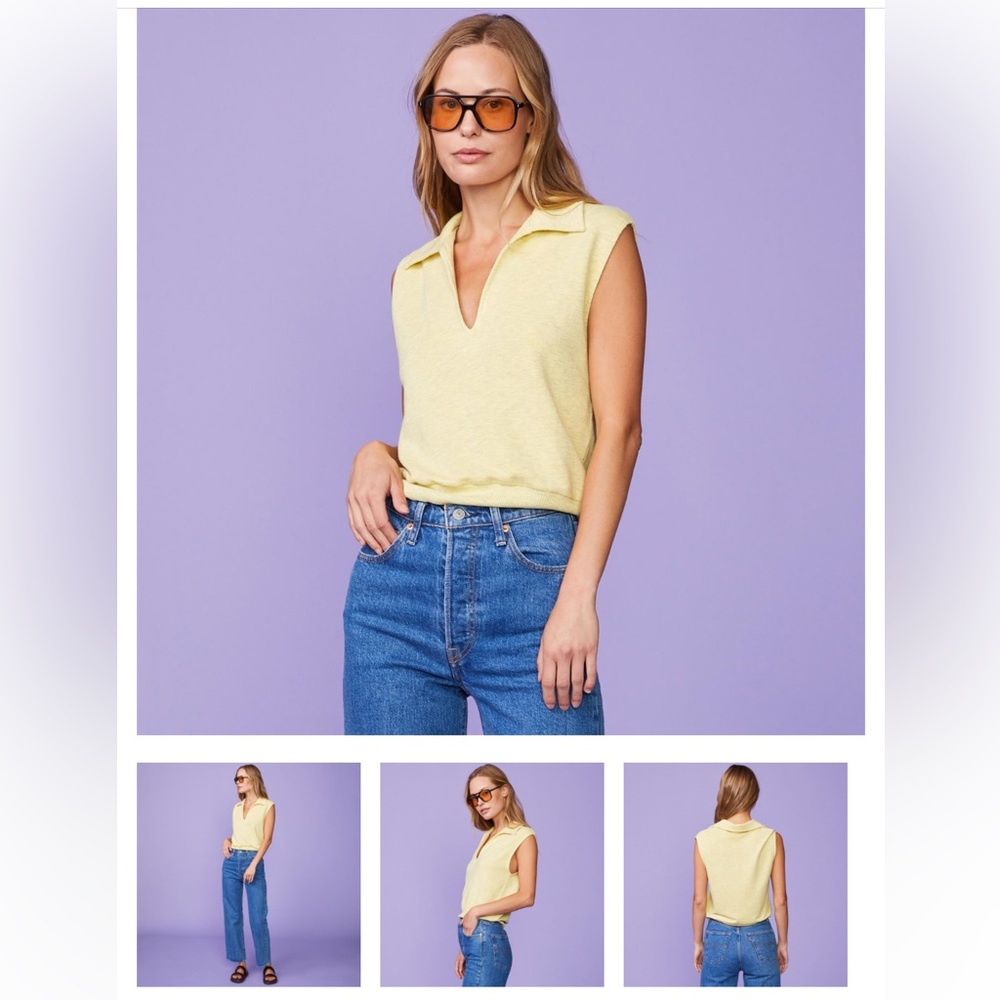 ✨NWT Monrow Supersoft Polo Tank, Lemon (Size M)!